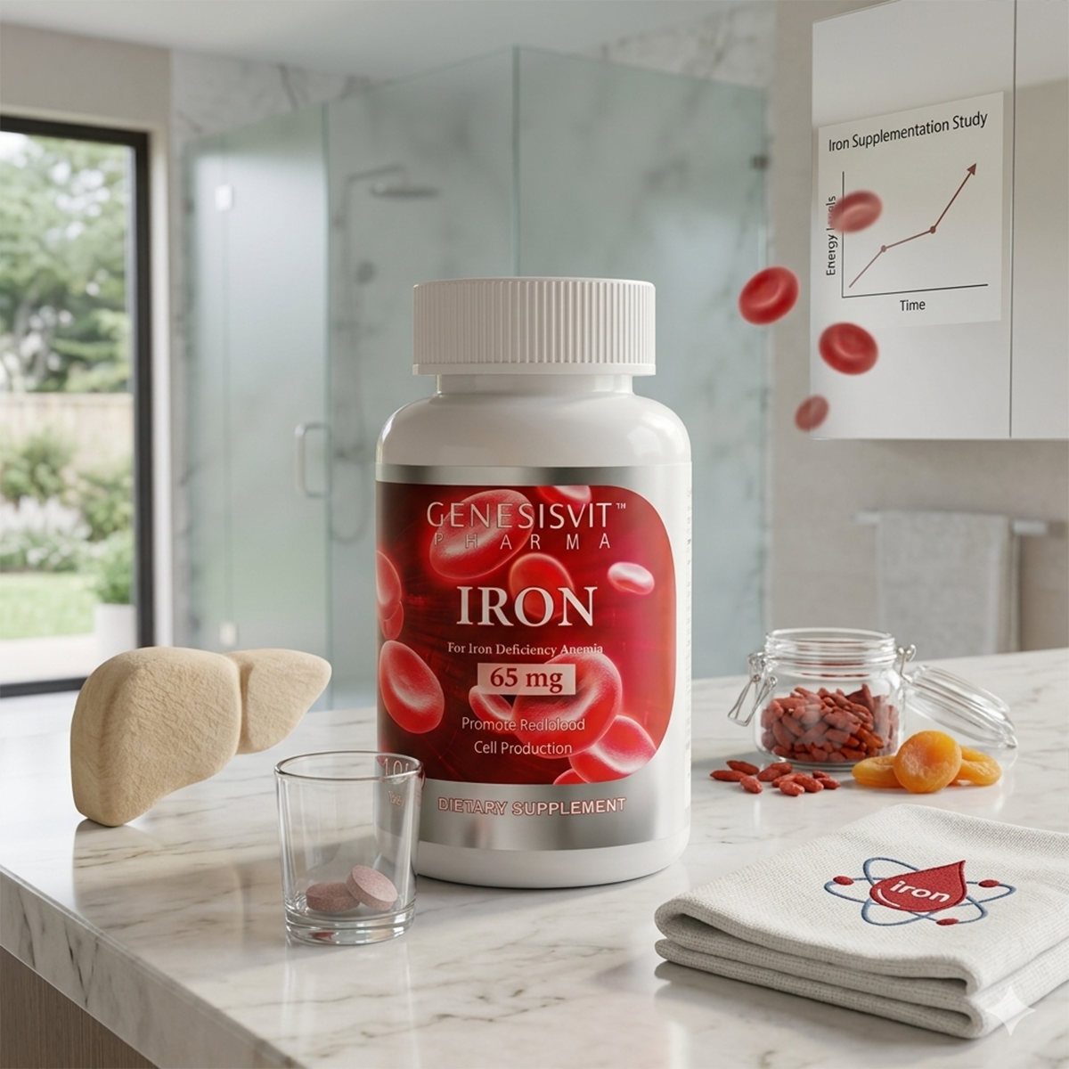 جينسيسفيت فارما حديد 65 مجم مكمل غذائي لدعم نقص الحديد
