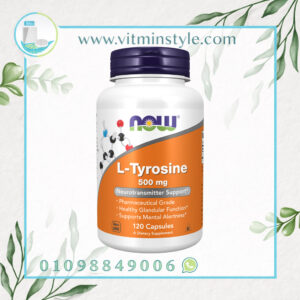 NOW L-Tyrosine 500 mg 120 Capsules bottle front view high quality