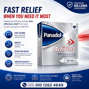 Panadol ActiFast 20 Tablets fast pain relief packageبنادول اكتي فاست